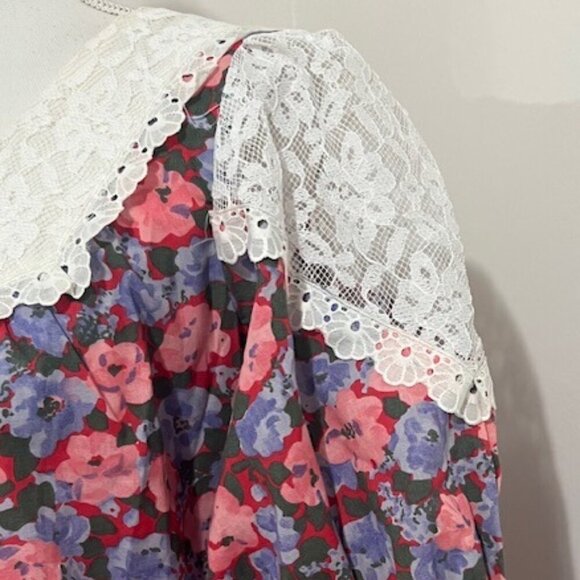 Vintage Hilda Hawaii Maxi Dress Floral Pockets Prairiecore Cottagecore Size 8 - Picture 4 of 6